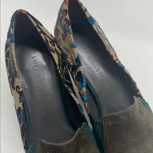 Lori Goldstein Heels Shoes Velvet Floral Pumps Pointed Toe Suede Tapestry 8.5 - Picture 6 of 9